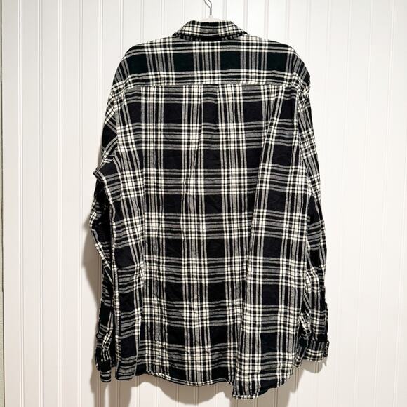 LL Bean Plaid Flannel Shirt Black White Mens XL Tall - Picture 4 of 4